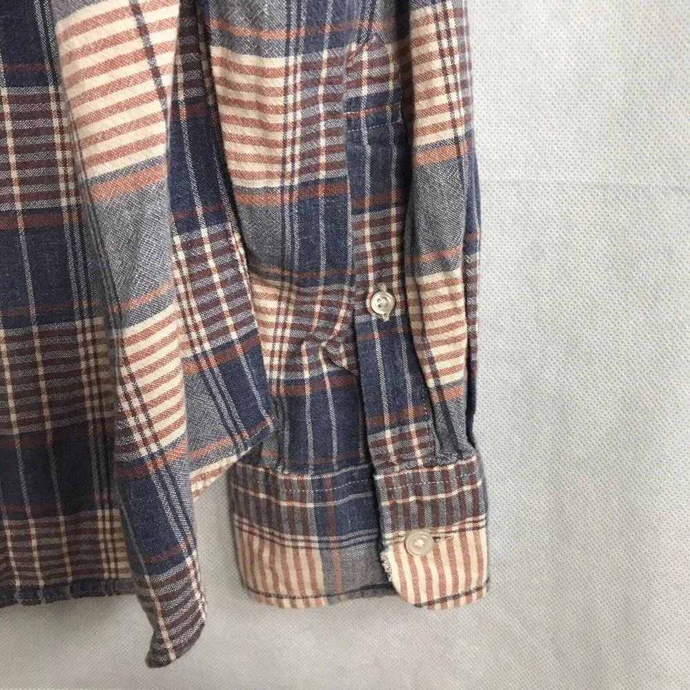 J. Crew‎ Shirt Mens Sz L Homespun Cotton Slim Fit Button Down Blue Plaid
